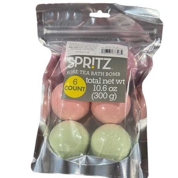 Spritz Rose Tea Bath Bomb Set New 6 Count - Picture 1 of 3